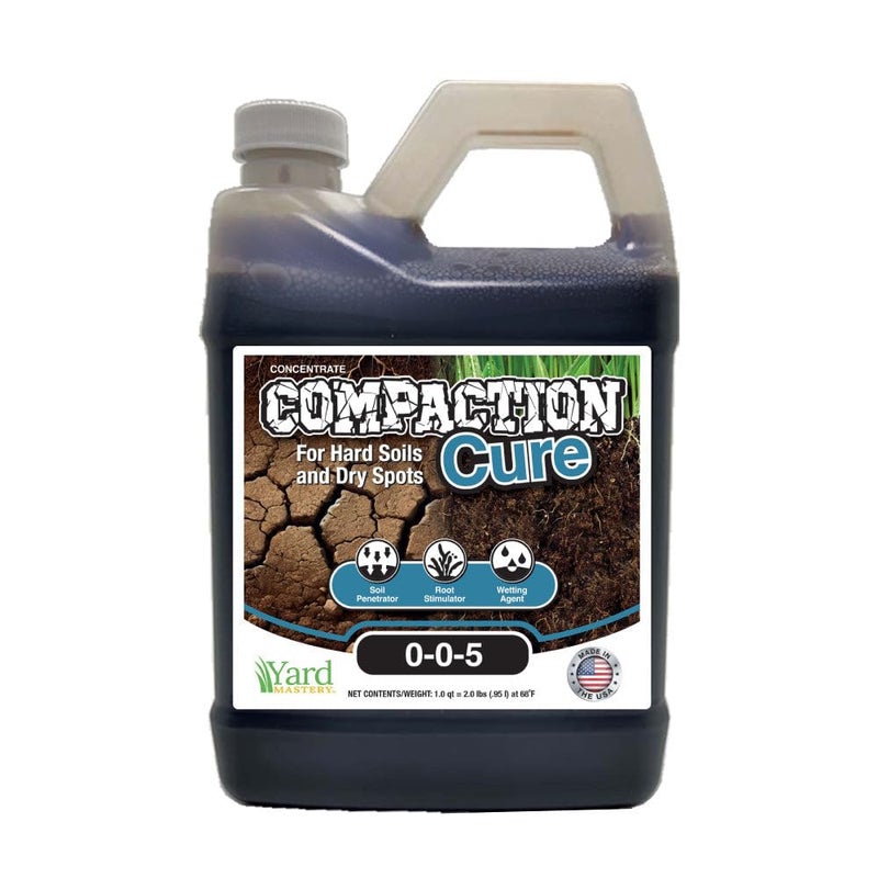 Compaction Cure Liquid Soil Aerator – Loosens Hard Soil & Improves Drainage – 1 Quart (32 oz) = Covers up to 5,333 sq ft – Liquid Aeration for Lawns, No Mechanical Aerator Needed –